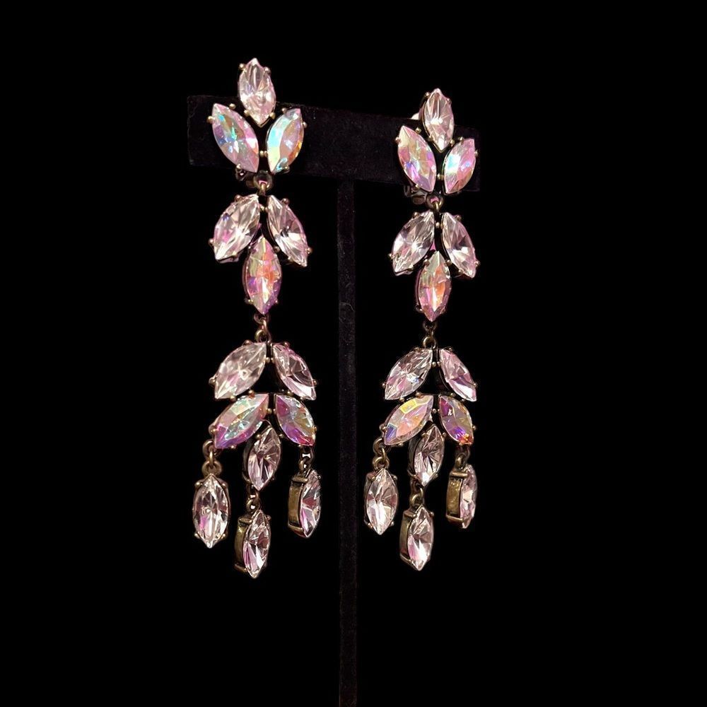 Sequin Aurora Borealis Rhinestone Long Dangle Sta… - image 4